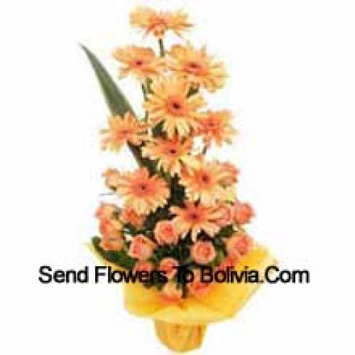 Orange Roses and Gerberas Big Basket