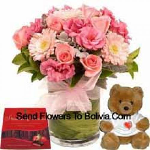 Assorted Cute Flowers with Teddy and Chocolate