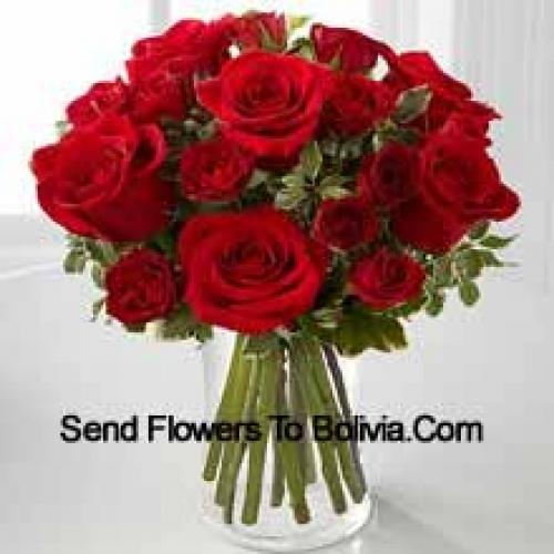 19 Lovely Red Roses in Vase